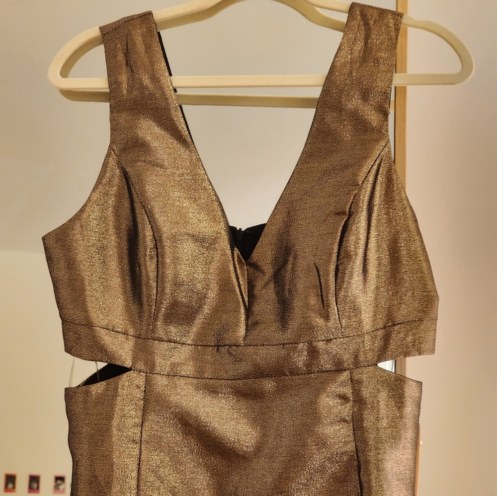 Do+Be Gold Copper Cut-out Mini Dress